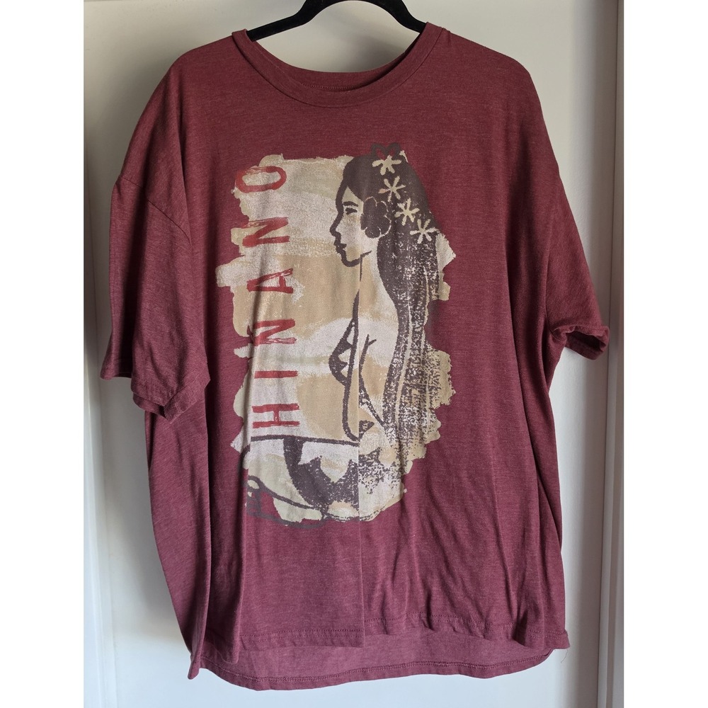 Hinano Men's Graphic T-Shirt 2XL Maroon Crew Neck Short Sleeve Casual Tee